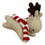Handmade Knitted Reindeer Christmas Ornament 5.5" Polyester Stuffed Tree Decor