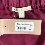 MIAMI Womens Off Shoulder Blouse S Wine Red Lace Floral Bow Short Sleeve Top NWT