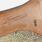 Vince Camuto IM-Lura Gold Glitter Mesh Heeled Ankle Boots Size 8.5