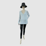 H&M Light Blue Drop Shoulder V-Neck Pullover Sweater Womens Sz Medium VG