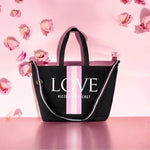 Victoria’s Secret Love Tote Canvas Striped Weekend Travel Bag NWT