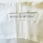 ENZO Men’s White Cotton Button Front Long Sleeve Dress Shirt Custom Fit Size M