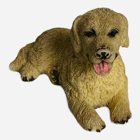 Golden Retriever Laying Puppy Figurine 2" Resin Beige Sculpture Vintage VG