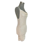 Just Quella Sequin Sparkle Mini Dress S Beige Backless Ruffle Spaghetti NWT