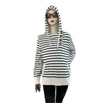 Ralph Lauren Jeans Women's Striped Hoodie XL Navy Blue Cotton LRL Sweatshirt VG