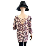 Kalleigh Women's Pink Paisley Print Cross Back Blouse M Cotton Rayon Multicolor