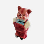 Vintage Pink Ceramic Piggy Bank Hand Painted Japan 7" Collectible Coin Bank Rare