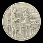 Franklin Mint History of Colonial America Pewter Medal Bay Psalm Book Vintage