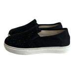 Just Lida Black Canvas Rhinestone Studded Slip-On Loafers Flats US 8.5