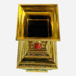 Vintage Egyptian Gold Tone Metal Vase 9.5" Embossed Pharaoh Design Collectible