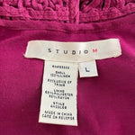 Studio M Womens Burgundy Purple Floral Embroidered Linen Knee Length Dress L EXC