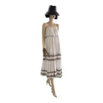 Rip Curl Vista Maxi Dress M White Grey Metallic Layered Cotton Spaghetti NWT