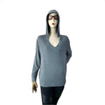 PROLOGUE Womens Hoodie M Grey V Neck Long Sleeve Rayon Blend Side Pockets VG Dis