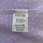 Lilac White Dot Fit Flare Maxi Dress L V-Neck Long Sleeve Prom Cocktail EXC