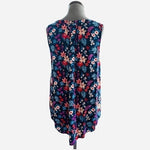 SONOMA Womens Top Blue Multicolor Floral Print Sleeveless Rayon Blouse Button