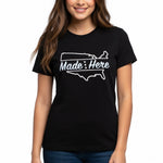 MadeHere Cross Country Women's Short Sleeve Tee XL/L Black Light Blue Cotton New
