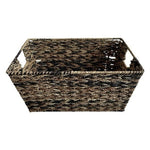 Wicker Rectangular Storage Basket 15x10x7" Brown Handles Crate Bin Organizer G+