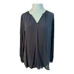 OLD NAVY Womens Top M Black Loose Fit Blouse Long Sleeve V Neck Viscose NWOT