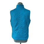 CHICO'S Womens Puffer Vest 2/L Teal Blue Sleeveless Zip Front Quilted Jacket VG