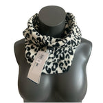 Old Navy Women's Neck Warmer Black White Cheetah Print Fleece Scarf One Size NWT