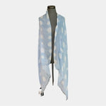 Roffe Dot Print Sarong Blue White 78x43 Multi-Use Cover Up Wrap Sheer Lurex NWT