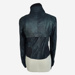Armando Gomez Leather Windbreaker Vest Jacket Dark Blue M Italy 3-Way Style