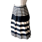 Moda at George Black White Striped Midi Skirt UK 10 US 8 Cotton Ruffled Good
