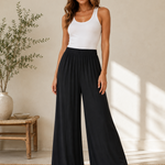 Bobbi Rocco LA Black Rayon Wide Leg Palazzo Pants Elastic Waist Womens Small VG