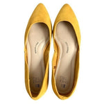 Time And Tru Yellow Gold Velvet Point Toe Ballet Flats Slip On Shoes 8.5 NWOT