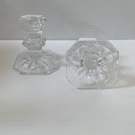 Mikasa Edinburgh Crystal Candlesticks Set of 2 Art Deco Slovenia 3" Taper Holder