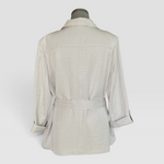 89th & Madison Women's Belted Safari Jacket Light Grey Button Front Size XL VG