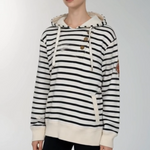Ralph Lauren Jeans Women's Striped Hoodie XL Navy Blue Cotton LRL Sweatshirt VG