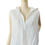 FORCYNTHIA Beachwear White Linen Cover Up M Sleeveless Hoodie Beach Tunic Top VG