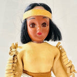 Vintage Native American Indian Girl Doll 8" Beaded Leather Handmade Blink Eyes