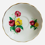 Vintage CROWN ROYAL England Bone China Tulips Tea Saucer 5.5” Floral Porcelain