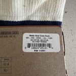 MADE HERE Fenway Crew Beige Navy Red Striped Logo Unisex Socks Sz L/XL NWT USA