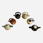 Set of 6 Vintage YIXING Chinese Mini Teapots Ceramic Clay Collectible Handmade