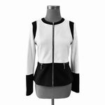 Ivanka Trump Women’s Black White Colorblock Blazer Zip Front Size 4 VG