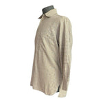 Ermenegildo Zegna Tan Beige Blue Plaid Check Cotton Button Down S Dress Shirt VG