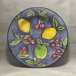 Inspirado Dinner Plate 11" Lemon Cherry Apple Ceramic Multicolored Farmhouse VG