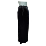 Vintage Black Velvet Bodycon Maxi Skirt Front Slit Pull On Size 10