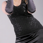 INTIMISSIMI Italy Black Satin Sequin Bodycon Midi Dress Small Medium Stretchy VG