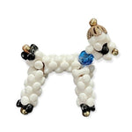 Vintage Artisan White Beads Poodle Statue Dog Figurine Dog Lover Gift Souvenir