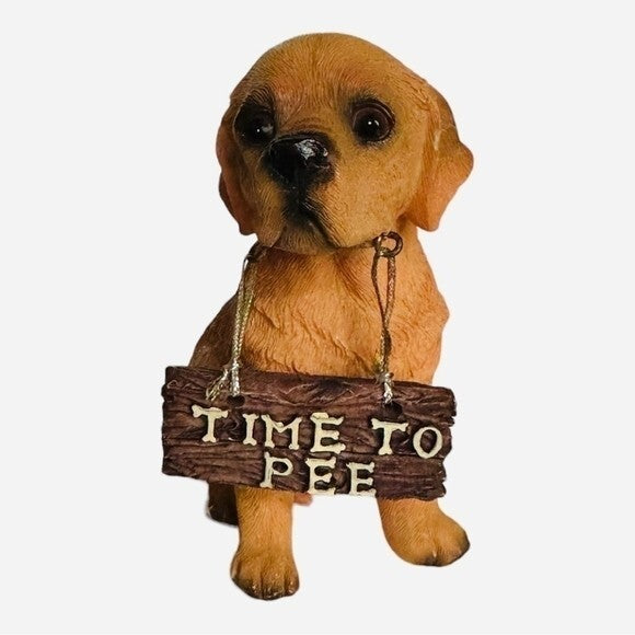 Dog Mate Labrador Puppy Figurine 4.5" Time To Pee Resin Statue Brown Orange VG