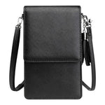 Women’s Small Black PU Leather Crossbody Mini Messenger Bag Wallet NWOT