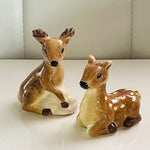 Vintage Porcelain Elk Couple Salt Pepper Shaker Set 3.7 Hand Painted Collectible