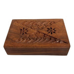 Vintage Brown Wooden Jewelry Box Hand Carved 4x1.5x6" Trinket Storage Keepsake