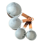 Measuring Cups Spoons Set 8 Piece Copper Handle Marble White Grey Kitchen NIB
