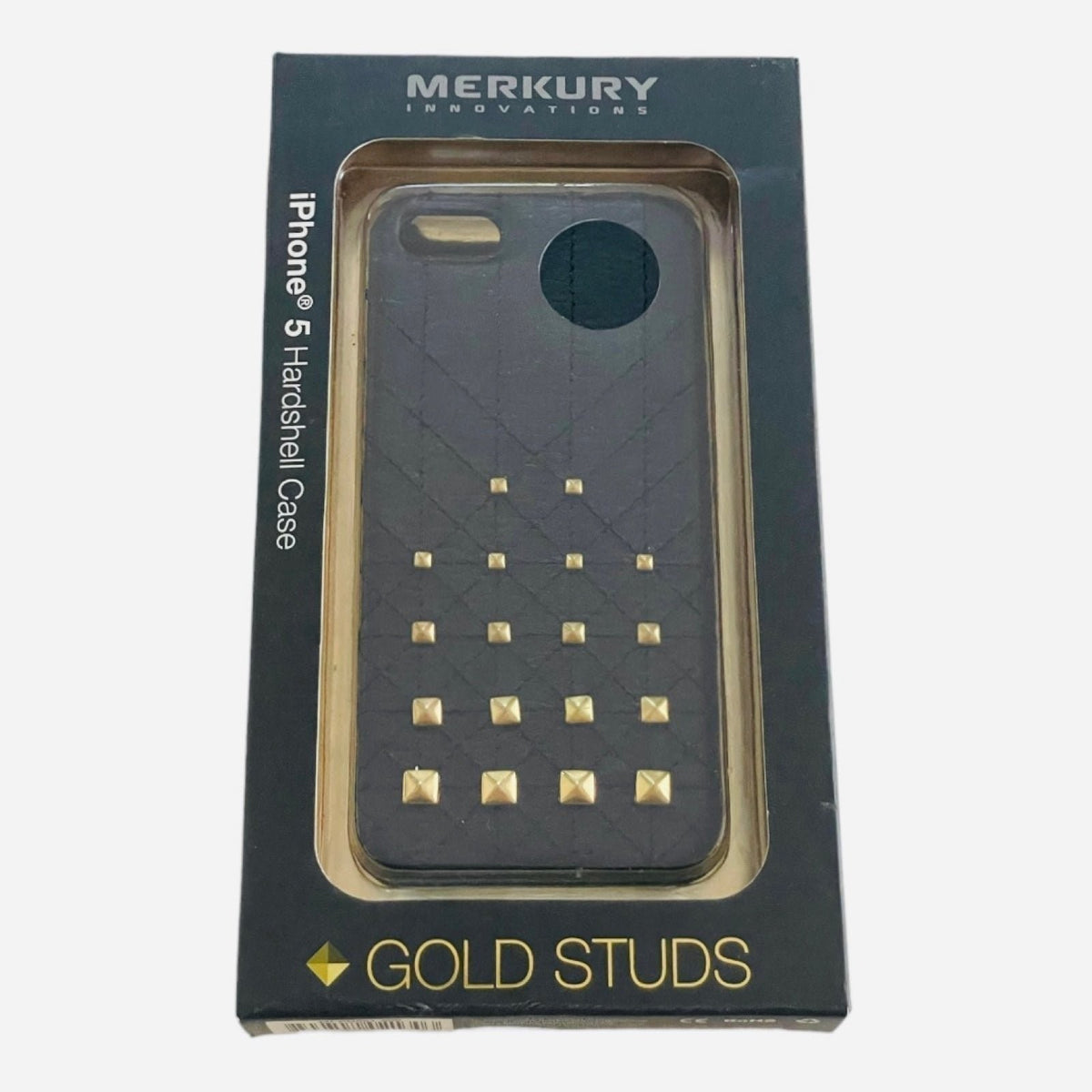 Merkury Innovations iPhone 5 Hardshell Gold Studs Case Fashion Black NIB