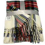 Chef L Home Kitchen Red Ivory Blue Plaid Throw Blanket 60"x50" Tassels NIB